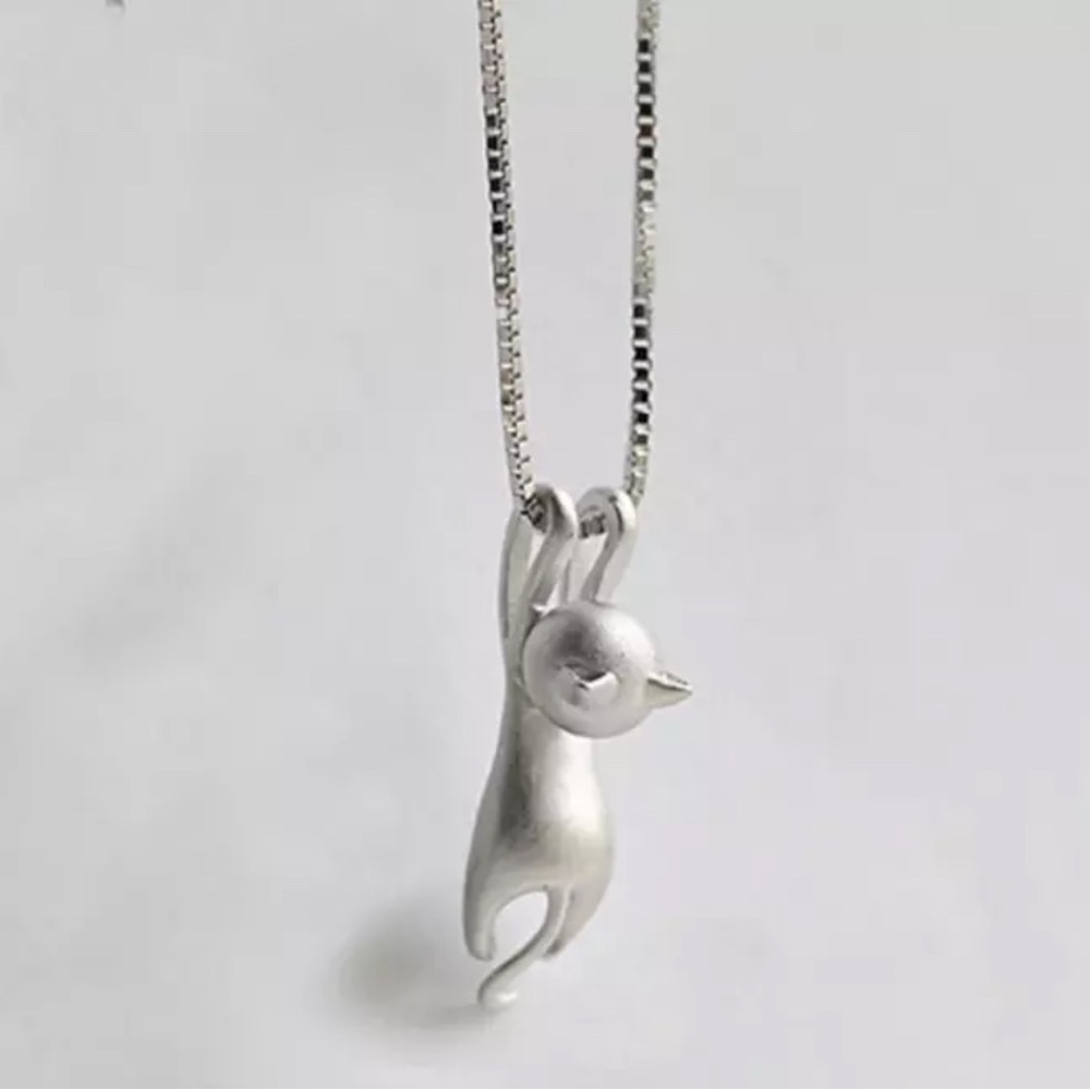 Silver Cat Pendant Necklace